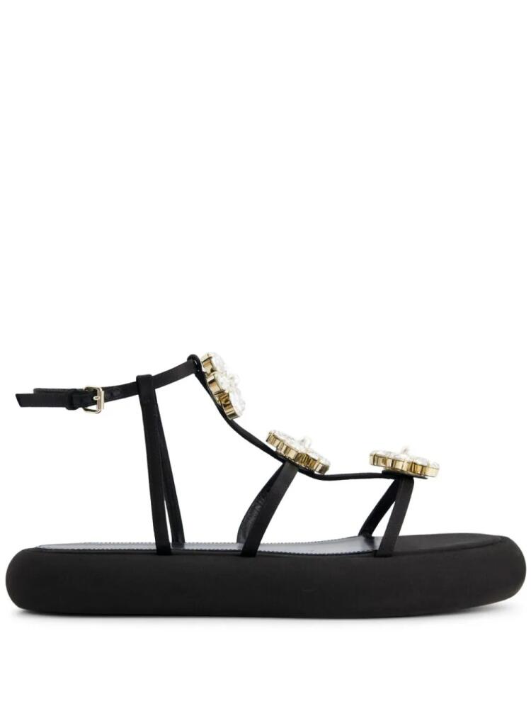 Giambattista Valli floral-appliqué flatform sandals - Black Cover