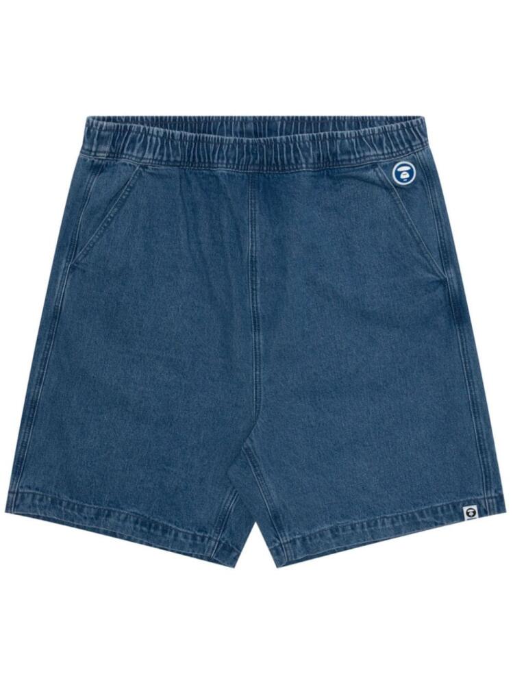 AAPE BY *A BATHING APE® logo-embossed denim shorts - Blue Cover