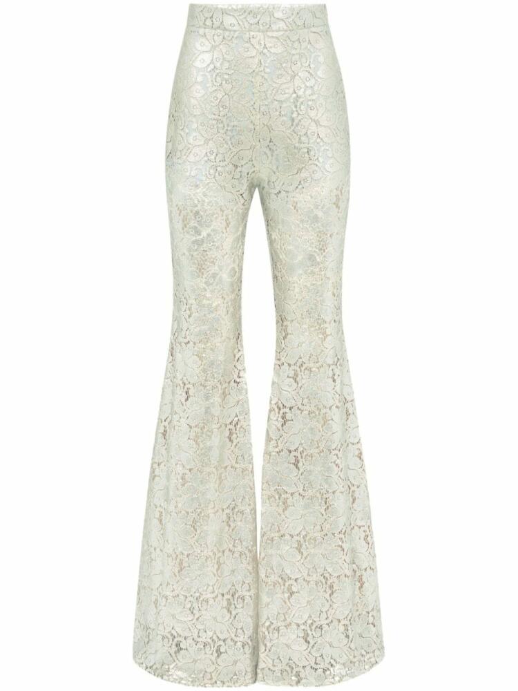 Nina Ricci guipure-lace long-length flared trousers - Neutrals Cover