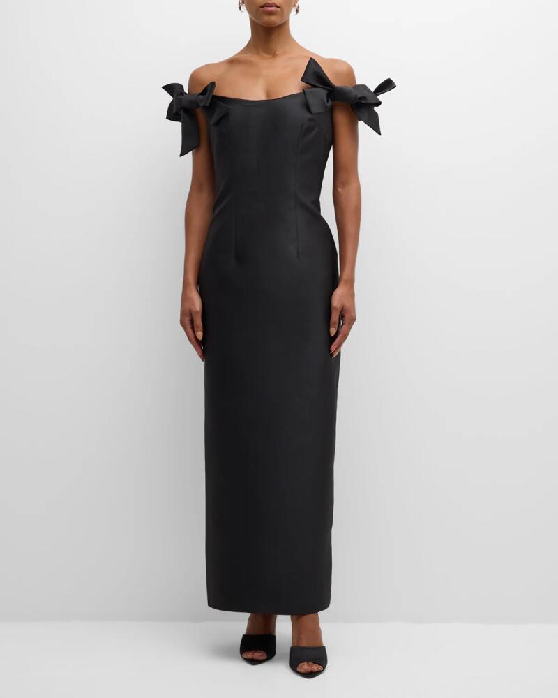 Monique Lhuillier Off-Shoulder Bow Gown Cover