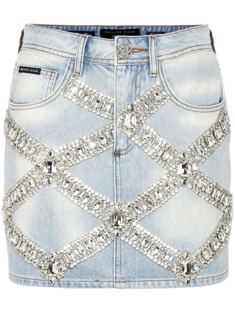 Philipp Plein denim brooch mini-skirt - Blue Cover