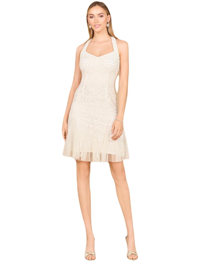 LARA New York Beaded Halter Neck Bridal Midi Dress in Ivory Cover