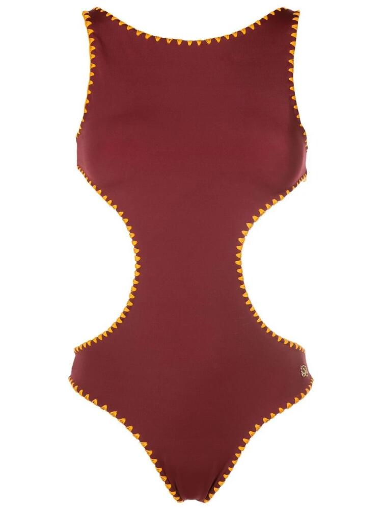 Brigitte contrast-stitch cut-out swimsuit - Red Cover