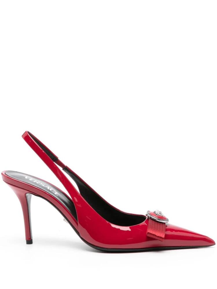 Versace 85mm Gianni-ribbon slingback pumps - Red Cover