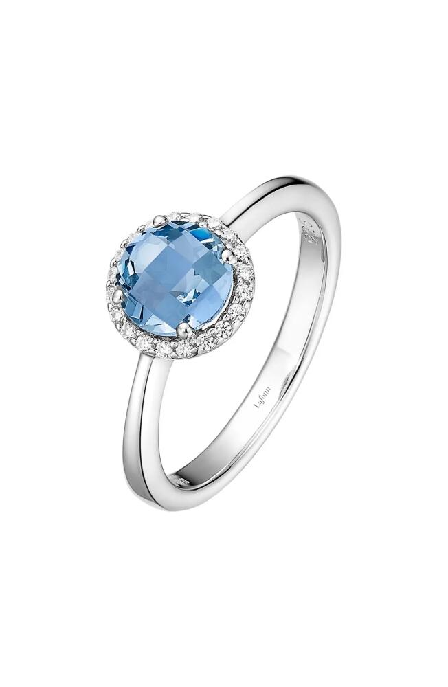 Lafonn Birthstone Halo Ring in December Blue Topaz /Silver Cover