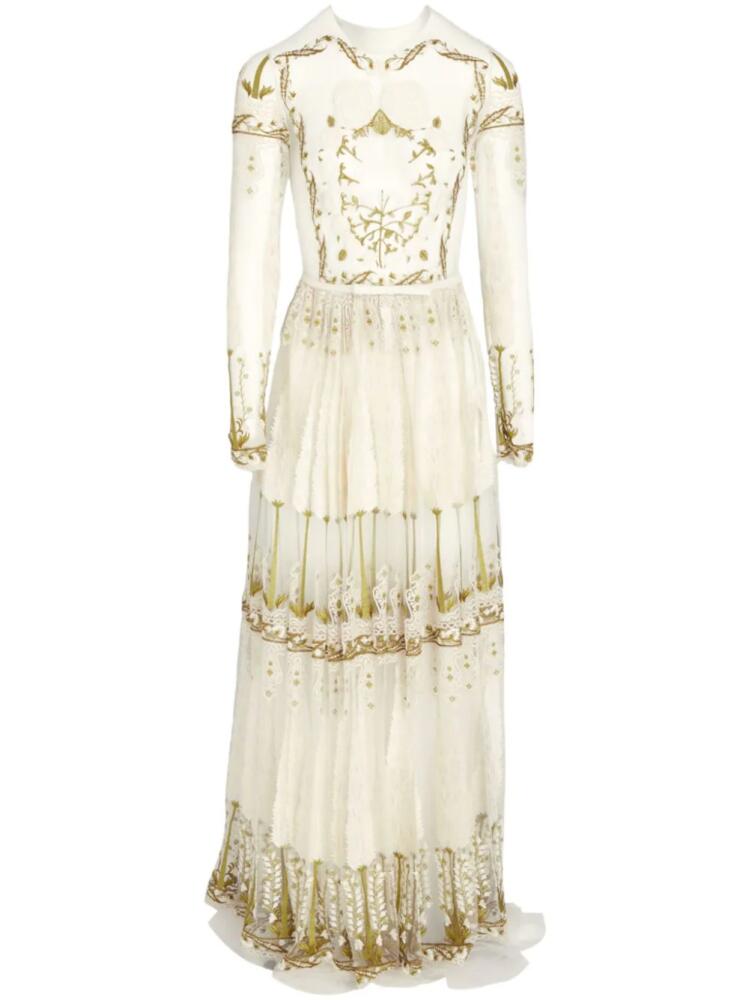 Giambattista Valli Jardin d'Eden embroidered tulle maxi dress - Neutrals Cover