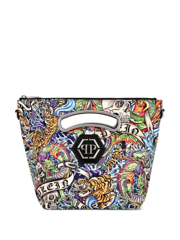 Philipp Plein medium Tattoo-print tote bag - Black Cover