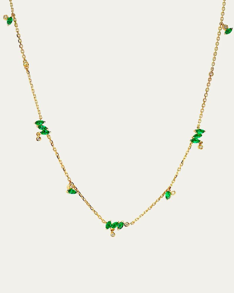 Lark & Berry 14K Yellow Gold Veto Station Necklace with Cultured Emeralds and Lab Grown Diamonds Cover