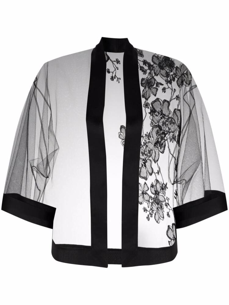 Carine Gilson floral embroidered tulle robe - Black Cover