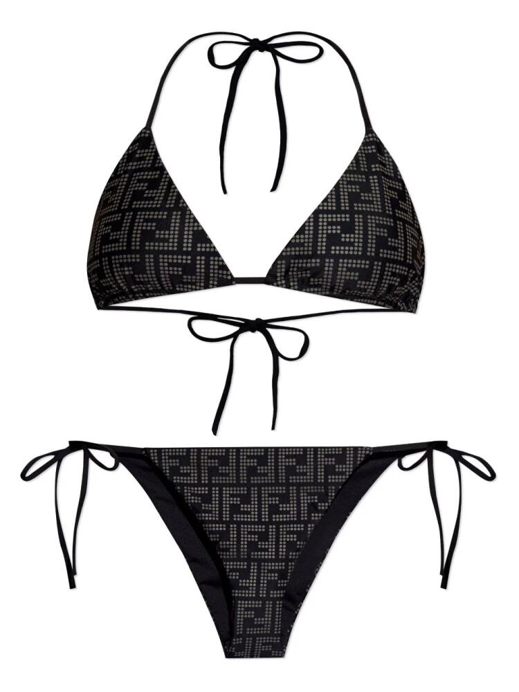 FENDI logo-print triangle bikini - Black Cover