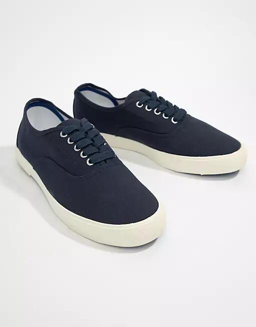 River Island Plimsole In Navy Cover