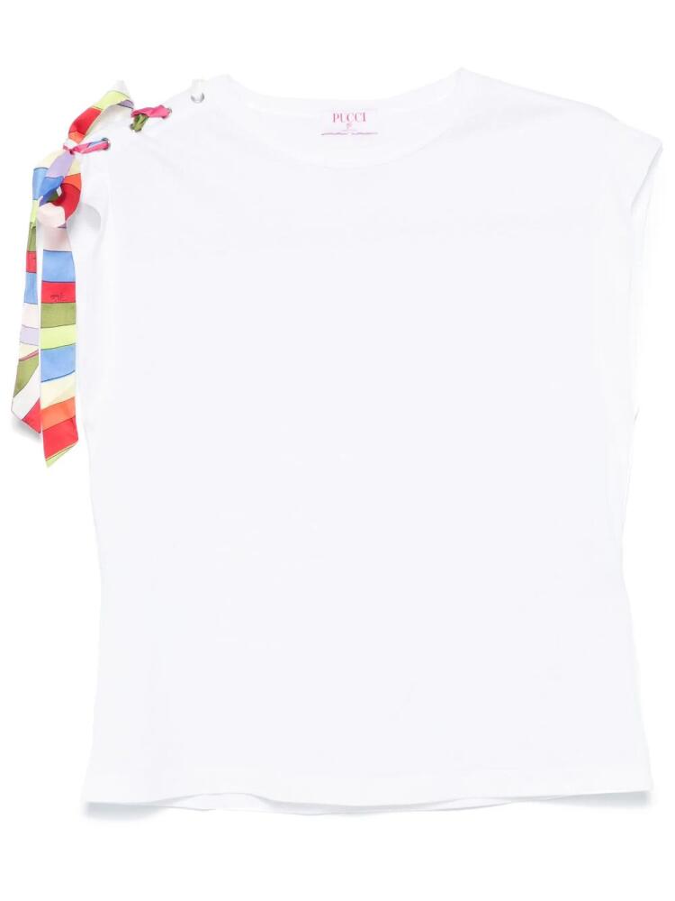 PUCCI tie-detail T-shirt - White Cover