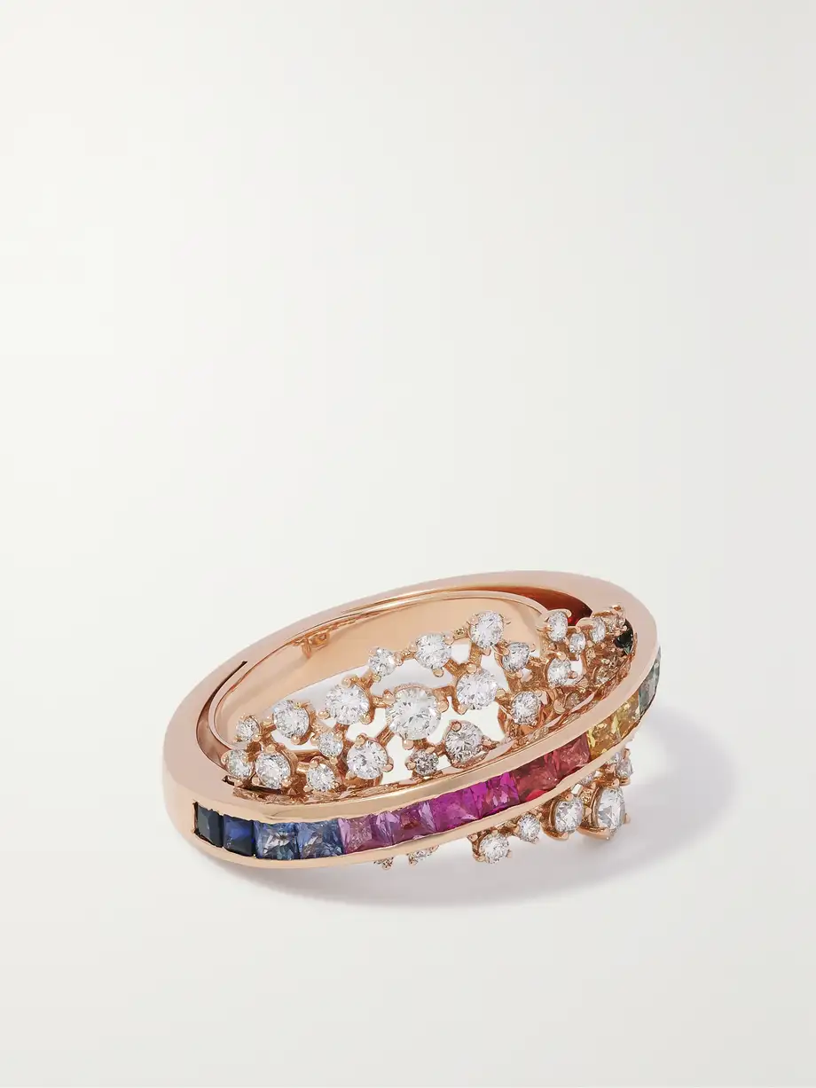 Ananya - Scatter Energy 18-karat Rose Gold, Sapphires And Diamond Ring - 6 Cover