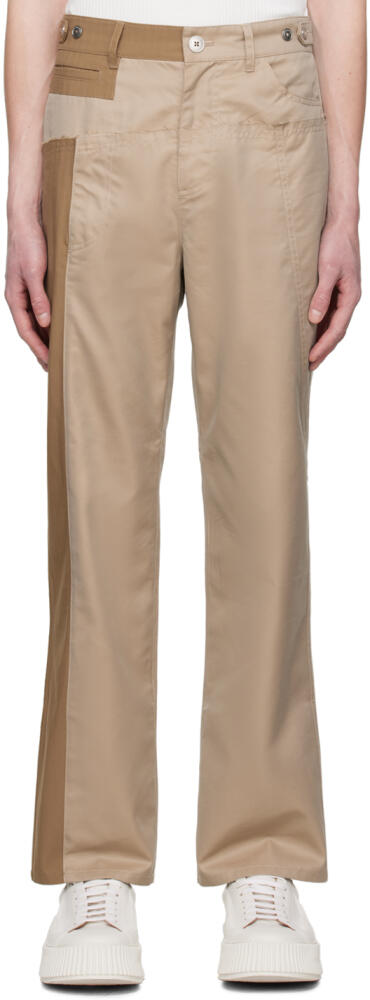 Feng Chen Wang Khaki Paneled Trousers Cover