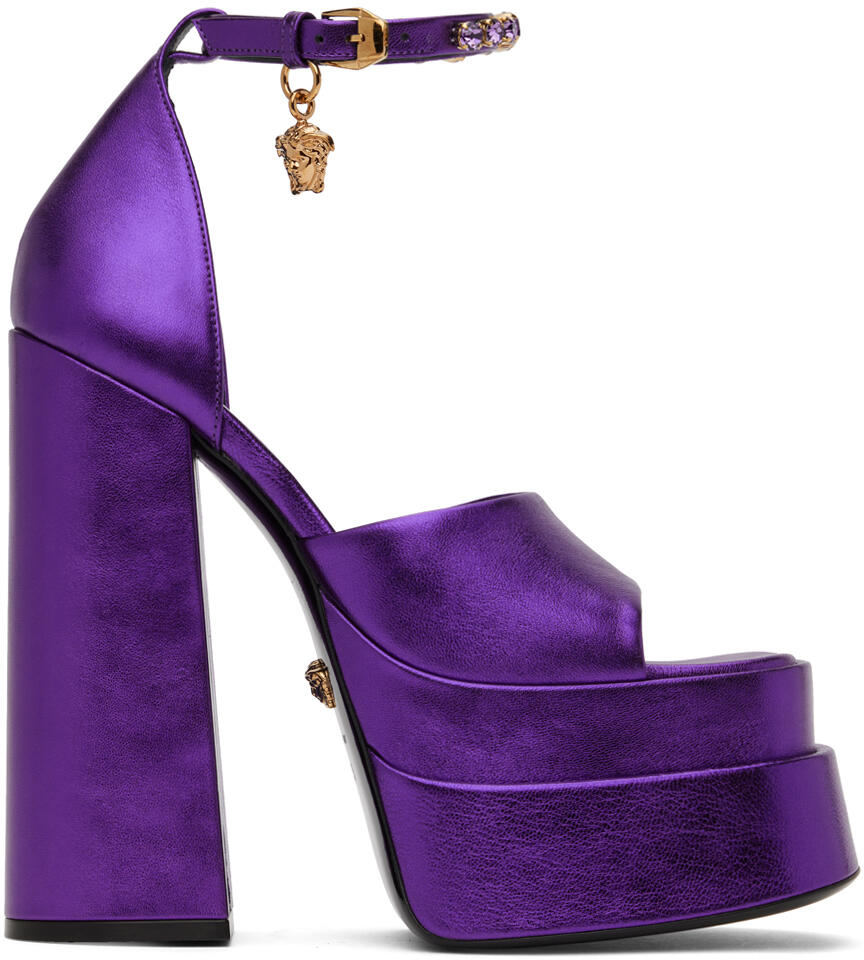 Versace Purple Medusa Aevitas Platform Heeled Sandals Cover