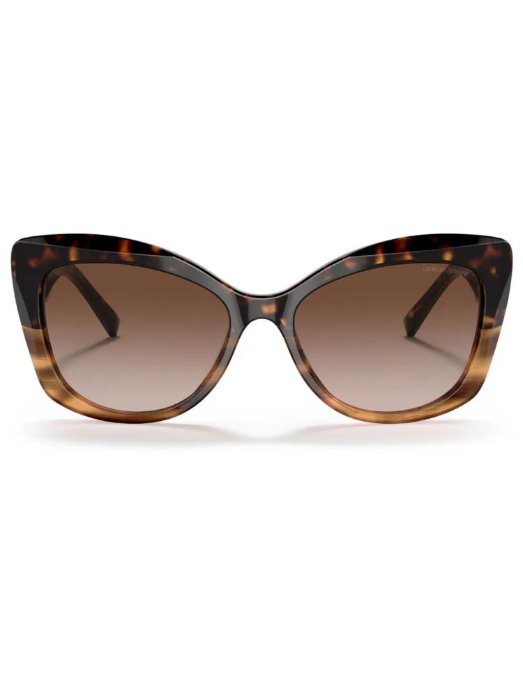 Giorgio Armani logo-print cat-eye frame sunglasses - Brown Cover