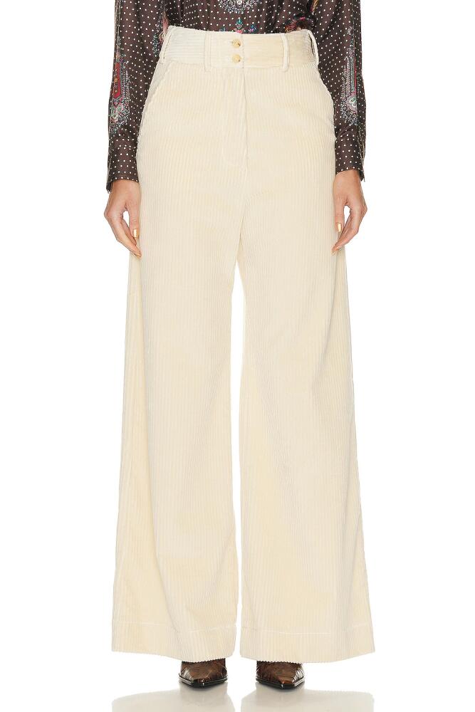 Etro Corduroy Wide Leg Pant in White Cover