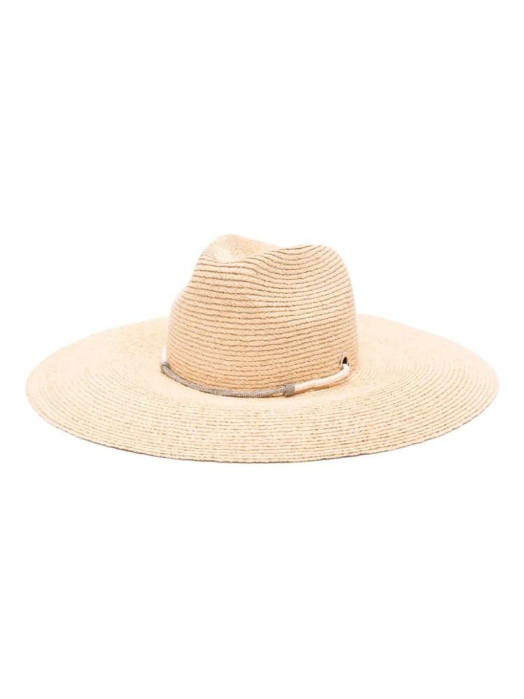 Peserico beaded-trim raffia sun hat - Neutrals Cover