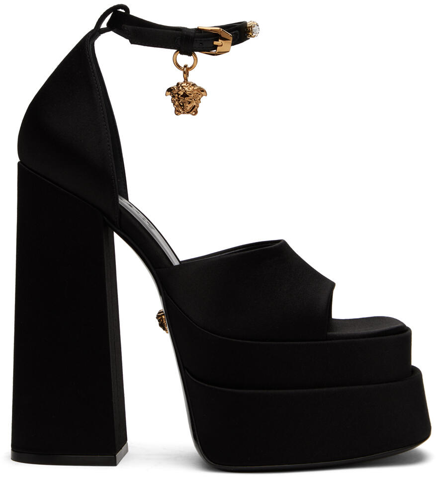 Versace Black Aevitas Heeled Sandals Cover