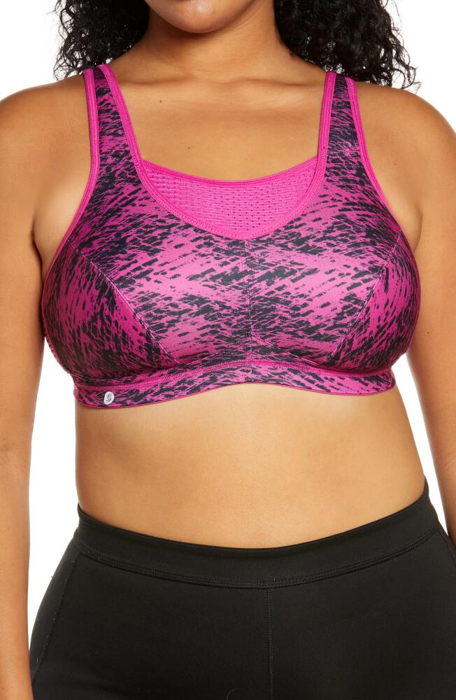 Glamorise No-Bounce Camisole Elite Sports Bra in Fuchsia Print Cover