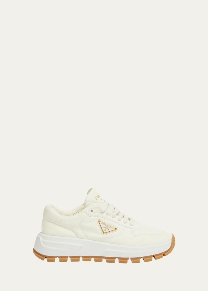 Prada Leather Logo Runner Sneakers Cover