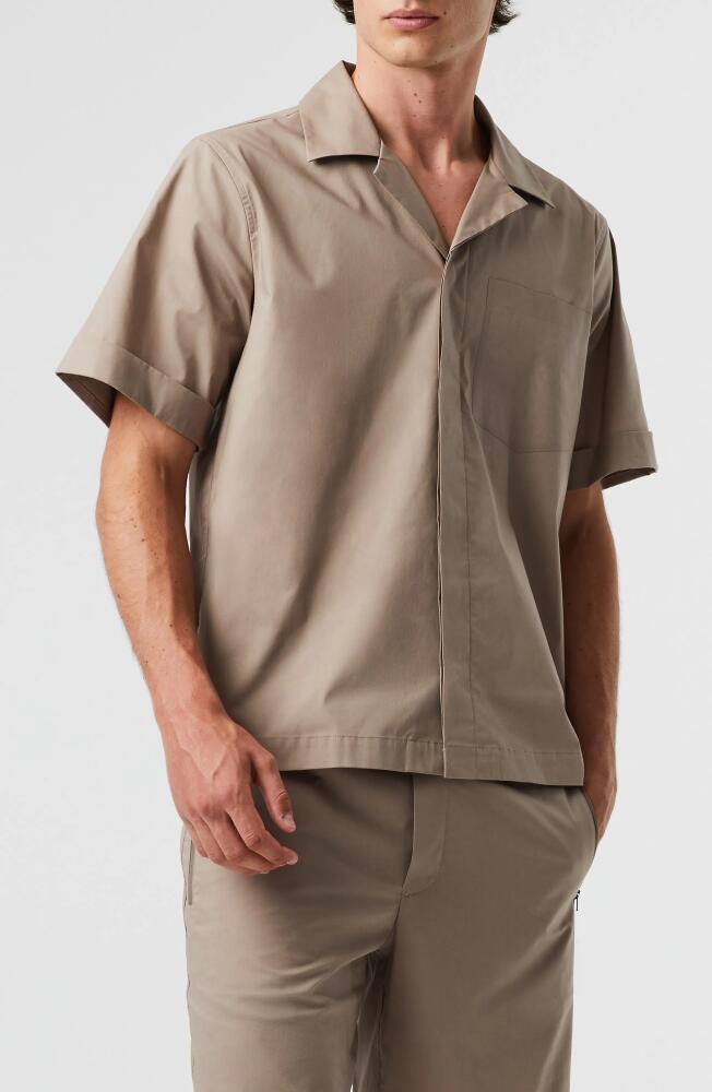 AlphaTauri Welsh Short Sleeve Button-Up Shirt in Mud Cover