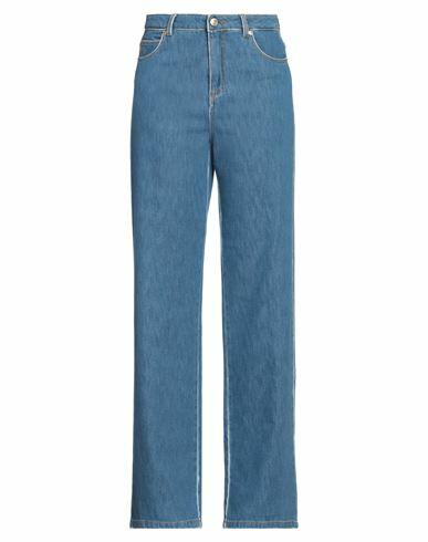 Ermanno Scervino Woman Jeans Blue Cotton, Polyamide, Metal, Glass Cover