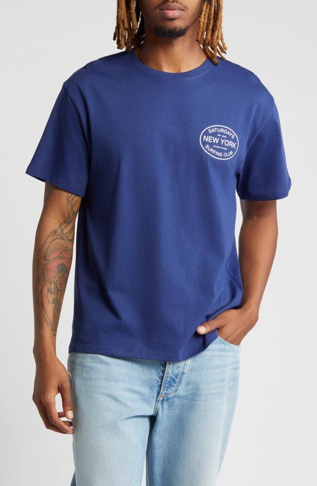 Saturdays NYC Surfing Club Cotton Graphic T-Shirt in Ocean Cover