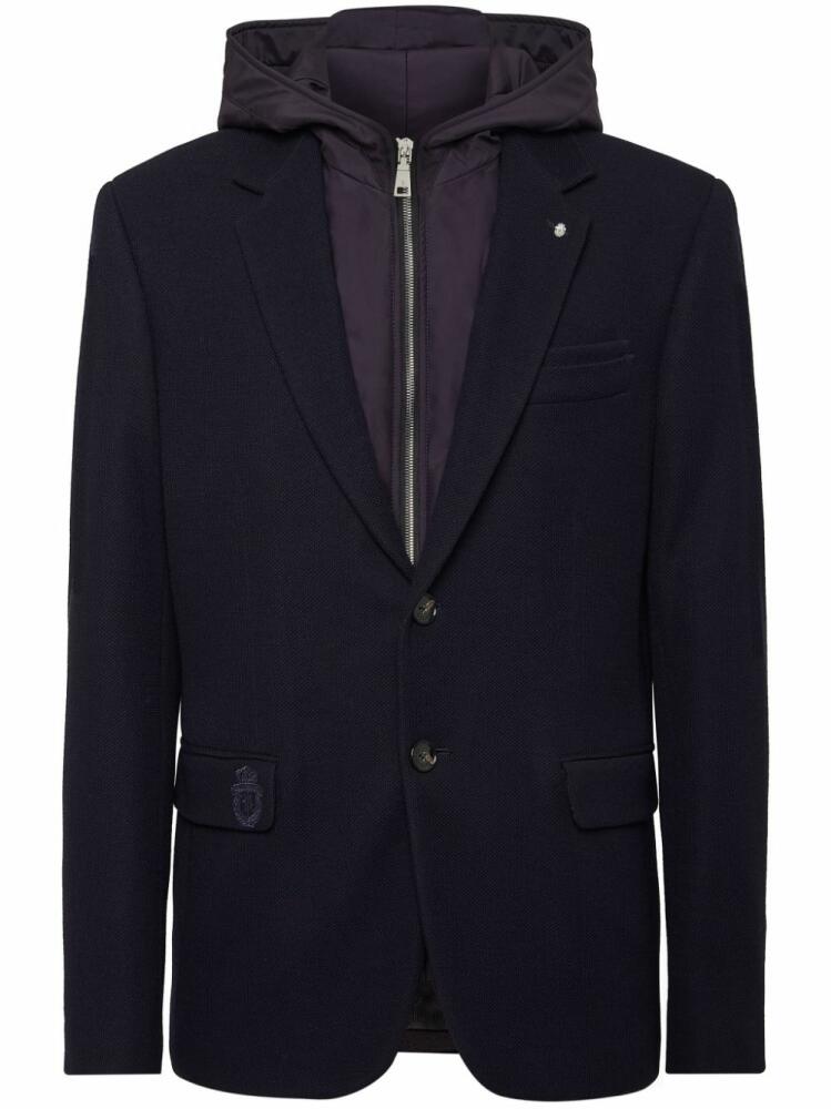 Billionaire layered hoodie notch lapels blazer - Blue Cover