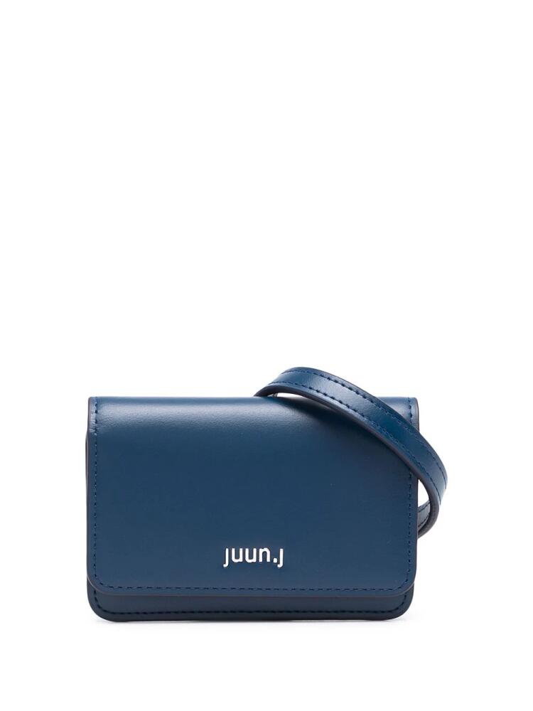 Juun.J logo-lettering leather belt bag - Blue Cover