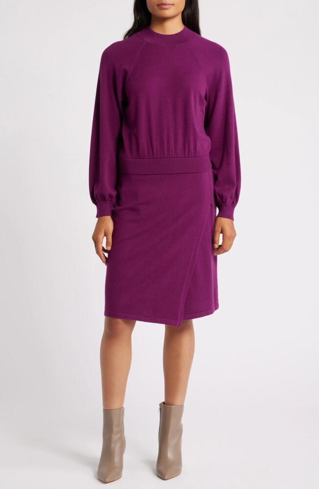 Sam Edelman Two-Piece Look Long Sleeve Sweater Dress in Berry Cover