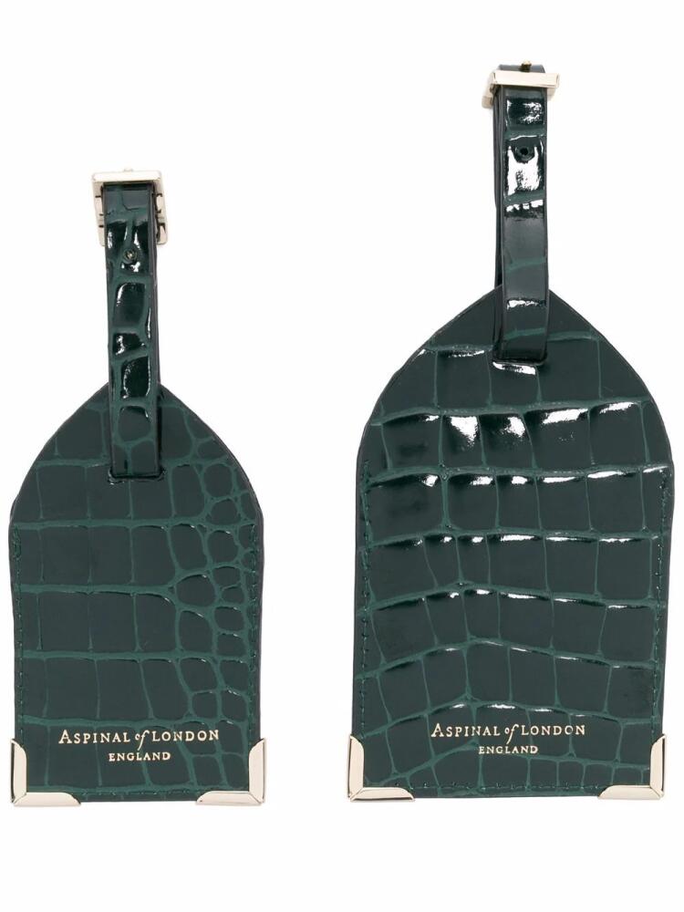 Aspinal Of London set of 2 luggage tags - Green Cover