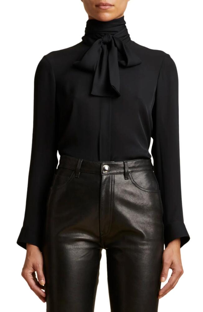 Khaite Tash Silk Georgette Bow Blouse in Black Cover