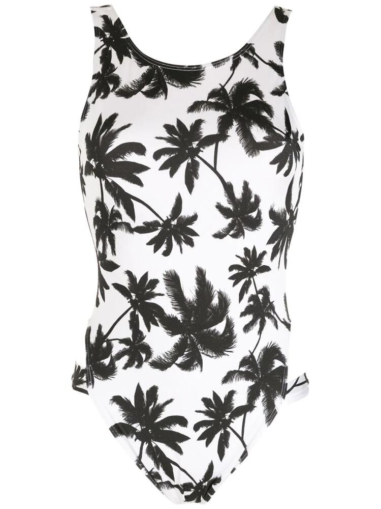 Brigitte print Coqueiros high-leg swimsuit - Black Cover