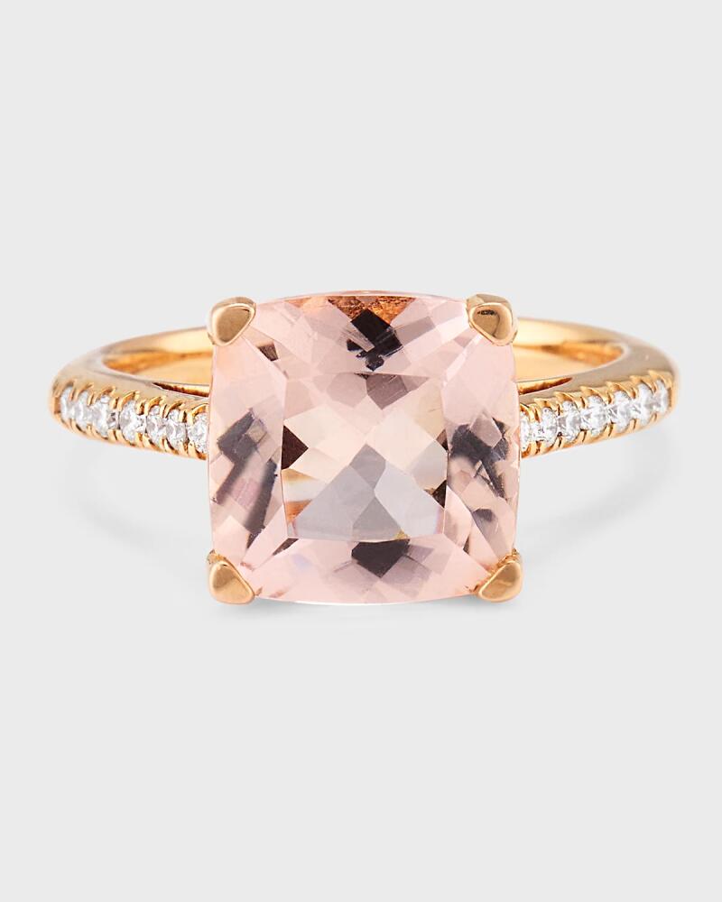 Lisa Nik Rocks 18K Rose Gold Cushion Morganite and Diamond Ring, Size 6 Cover