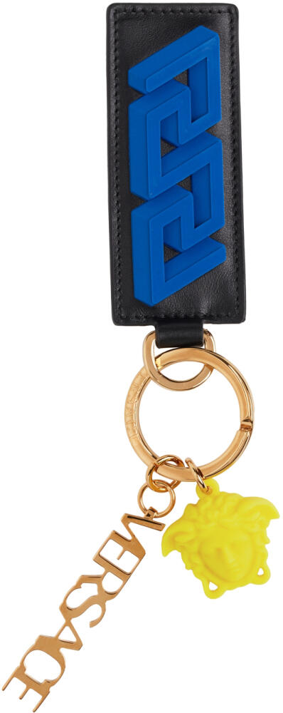 Versace Blue & Black 'La Greca' Keychain Cover