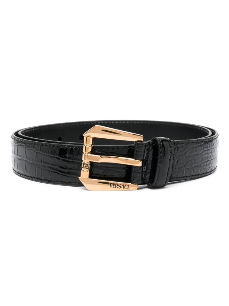 Versace crocodile-embossed leather belt - Black Cover