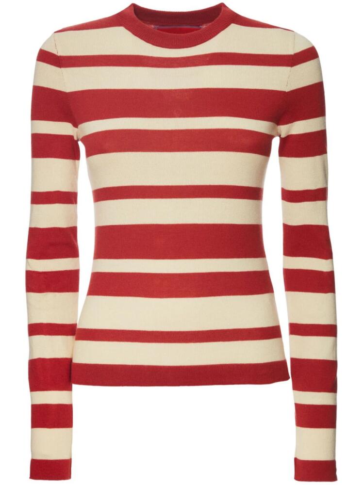 La DoubleJ striped cotton-blend jumper - Neutrals Cover