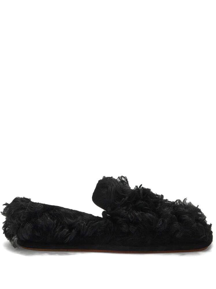 Jil Sander round-toe shearling slippers - Black Cover