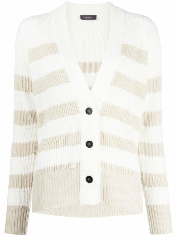 Lorena Antoniazzi striped virgin wool cardigan - Neutrals Cover