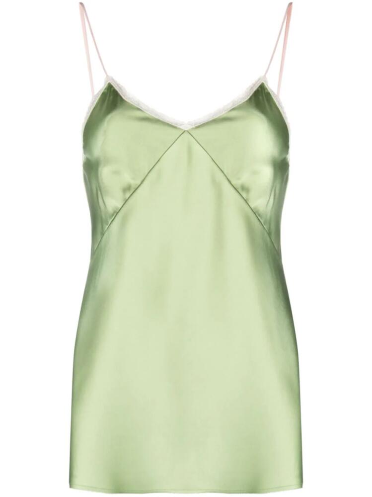 Nº21 spaghetti-straps satin-finish top - Green Cover