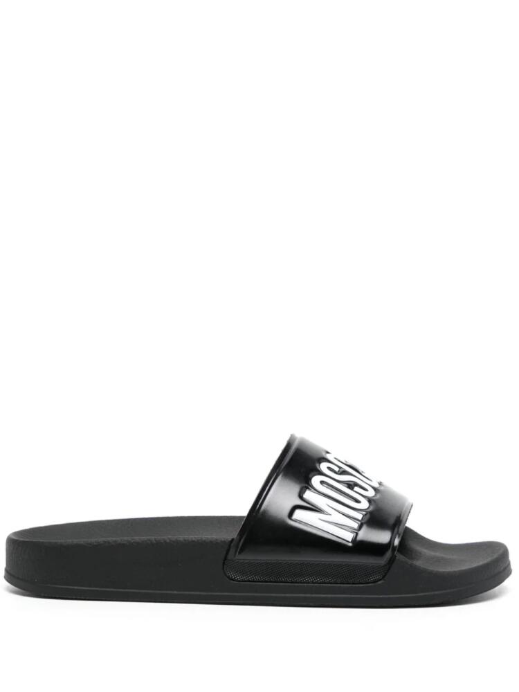 Moschino debossed-logo slides - Black Cover