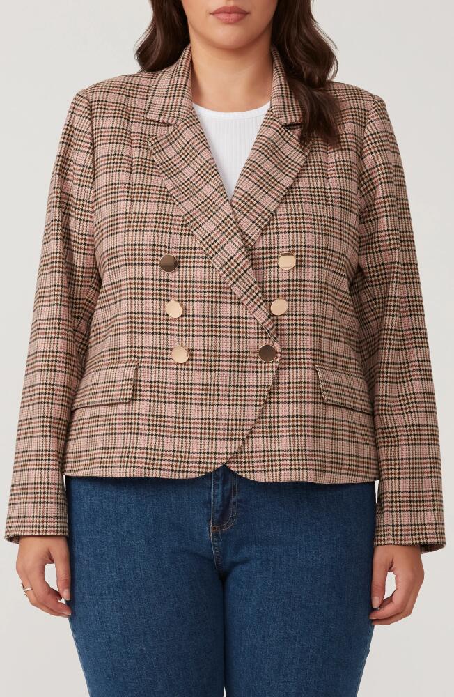 Estelle Penelope Plaid Blazer in Mocha/Pink Cover