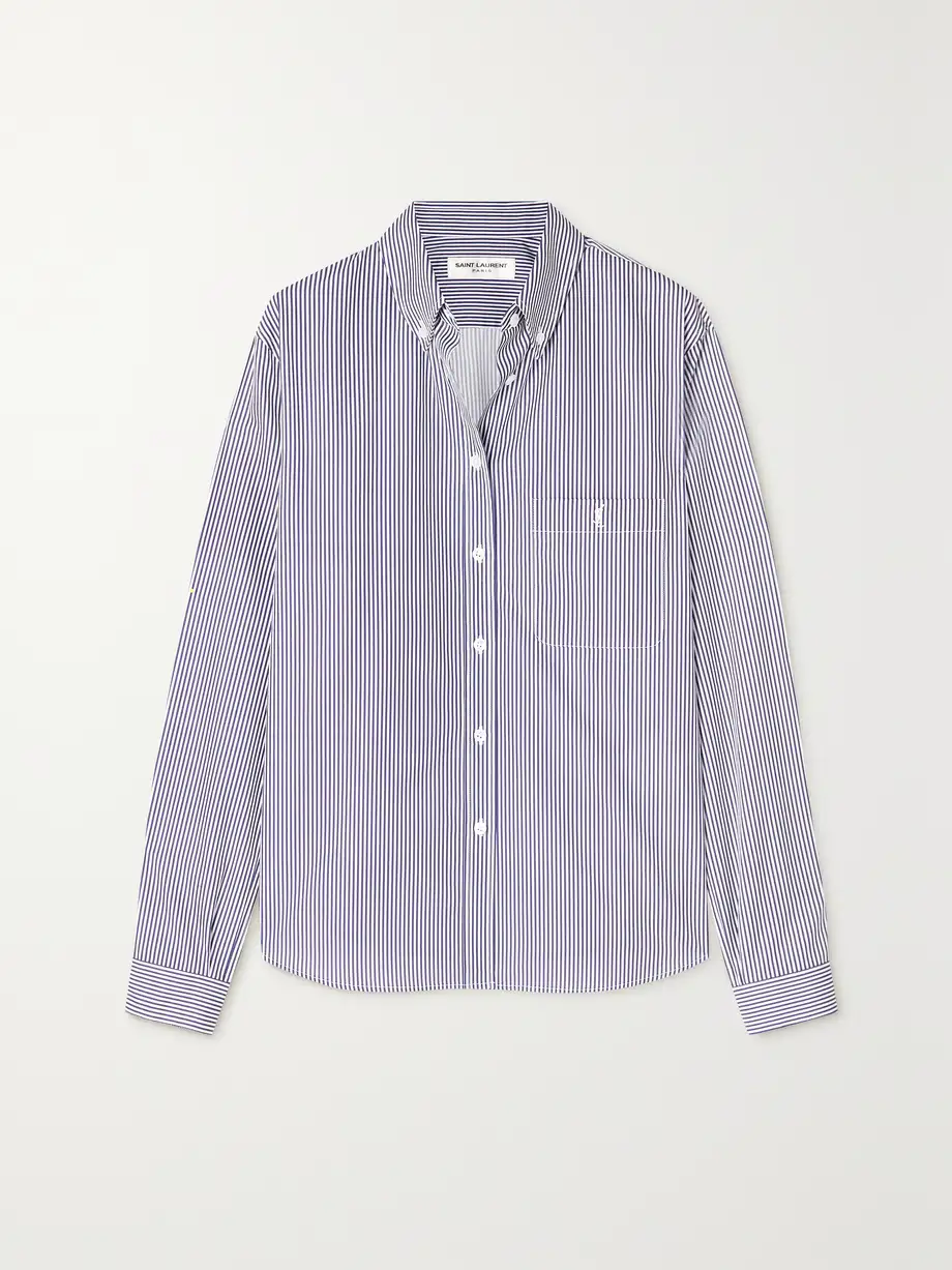 SAINT LAURENT - Striped Cotton-poplin Shirt - White Cover