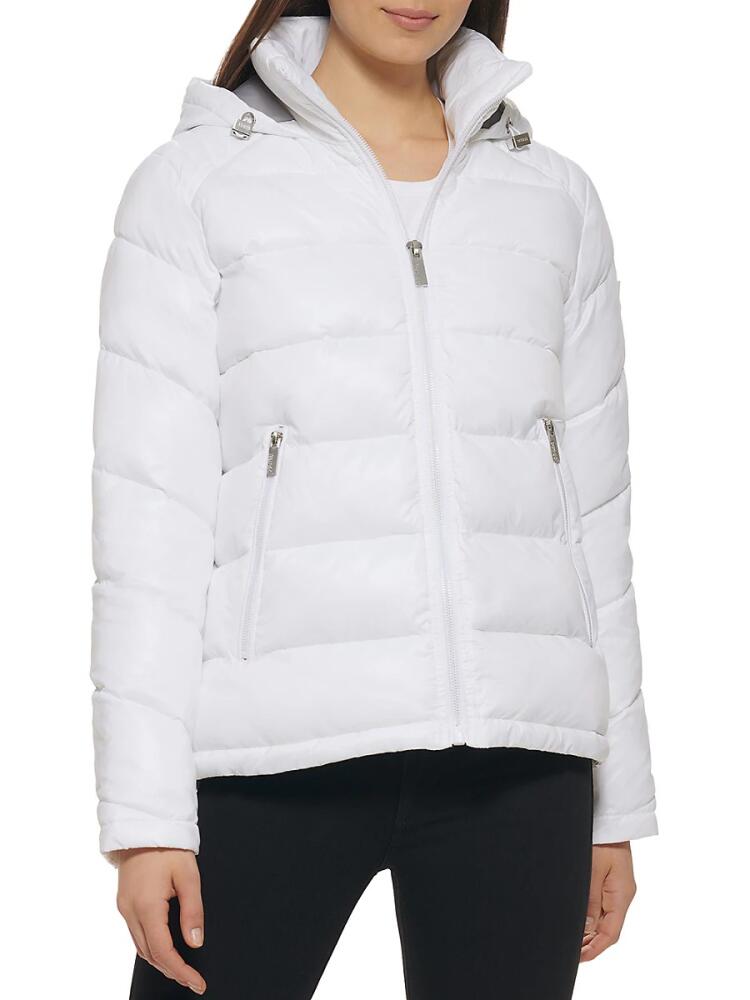 Guess Women's Hooded Puffer Jacket - White Cover