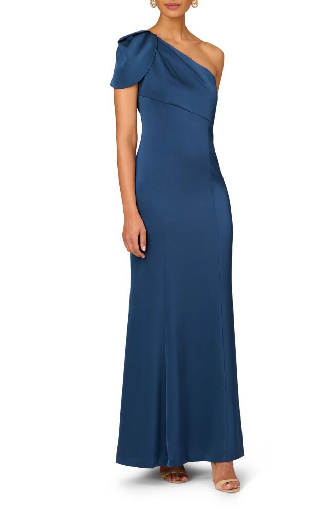 Aidan Mattox by Adrianna Papell One-Shoulder Mermaid Gown in Twilight Blue Cover