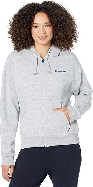 Champion Powerblend Full Zip Hoodie (Oxford Gray) Women's Sweatshirt Cover