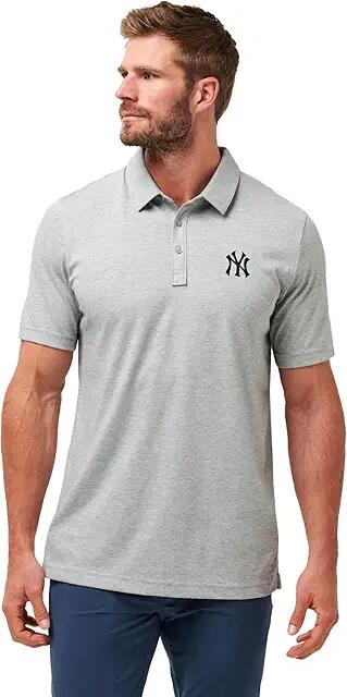 TravisMathew New York Yankees The Zinna Polo (Heather Grey) Men's Short Sleeve Knit Cover