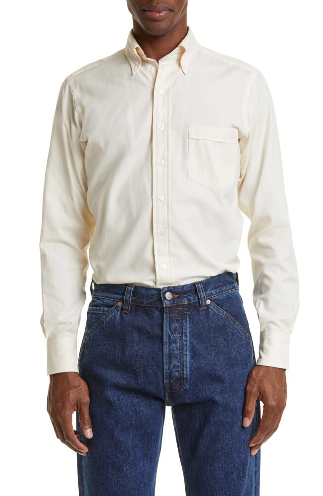 Drake's Oxford Cotton Button-Down Shirt in Neutral Cover