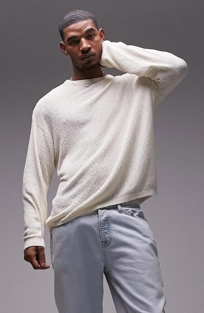 Topman Crewneck Cotton Blend Sweater in Stone Cover